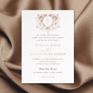 Vintage Elegant Floral Leaf Crest Wedding Gold