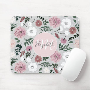 Vintage Elegant floral Paint Light Gray design Mouse Pad