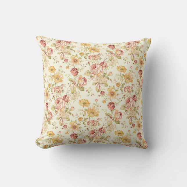 Vintage elegant floral pattern throw pillow (Front)