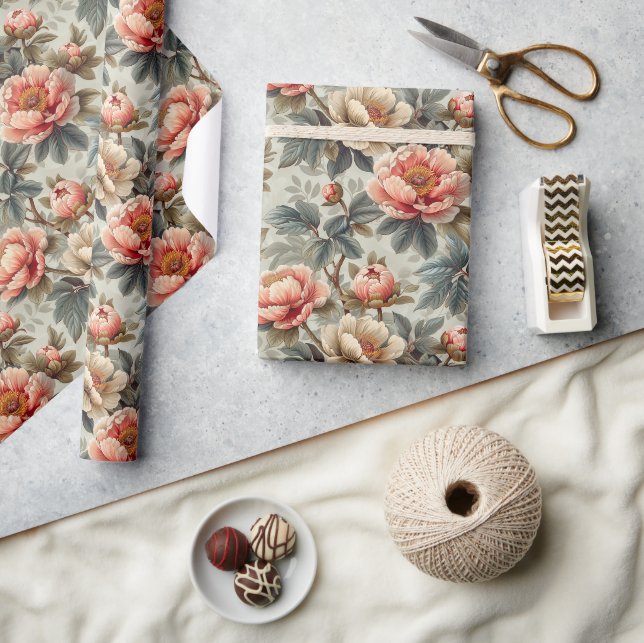 Vintage elegant floral wrapping paper (Crafts)