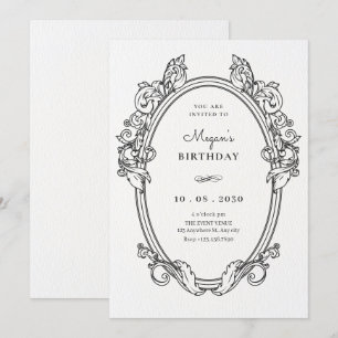 Vintage elegant frame art birthday invitation