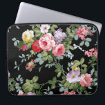Vintage Elegant Girly Pink Red Roses Pattern Laptop Sleeve<br><div class="desc">Vintage cute girly colourful pink red roses pattern.A elegant unique floral design on black background .Get this shabby chic floral design for her,  mom, mother, mothers day, or anyone on any occasion.</div>