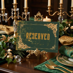 Vintage Elegant Gold and Green Wedding Table Sign Number