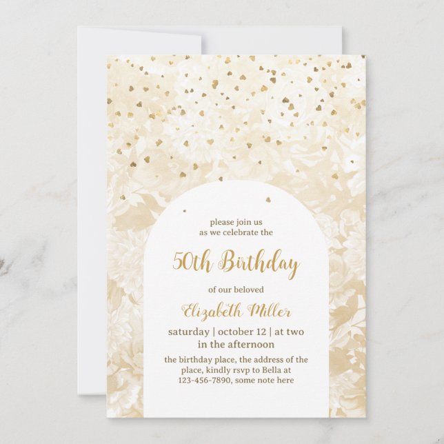 Vintage Elegant Gold Glitter 50th Birthday Invitation (Front)