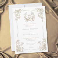 Vintage Elegant Gold Swan Crest Garden Wedding