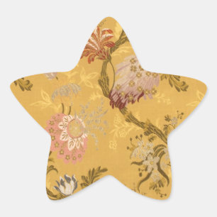 Vintage elegant  gold victorian bird pattern star sticker