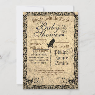 Vintage Elegant Gothic, Halloween Baby Shower Invitation