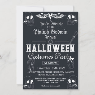 Vintage Elegant Gothic Halloween Costume Party  Invitation
