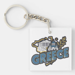 Vintage Elegant Greece Europe Travel Souvenir Keychain