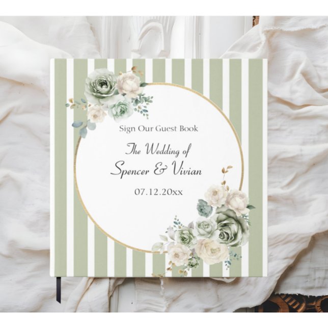 Vintage & Elegant Green & Gold Micro Wedding  Guest Book (Creator Uploaded)