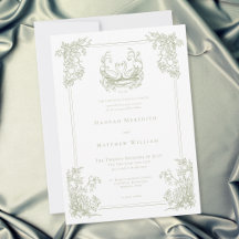Vintage Elegant Green Swan Crest Garden Wedding