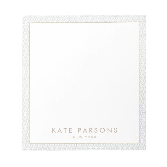 Vintage Elegant Grey Lattice Pattern Notepad
