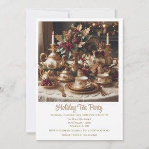 Vintage Elegant Holiday Tea Party  Invitation
