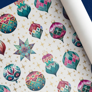 Vintage Elegant Jewels Christmas Ornaments Wrapping Paper