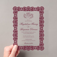 Vintage Elegant Lace Frame Burgundy Swans Wedding