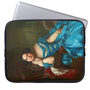 Vintage Elegant Lady In Blue Green Dress Laptop Sleeve