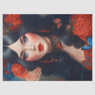 Vintage Elegant Lady In Red 1 Decoupage Tissue Paper