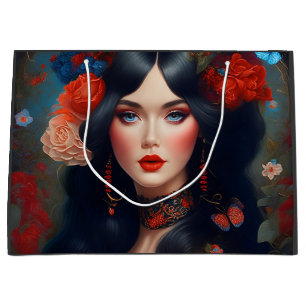 Vintage Elegant Lady In Red 1 Large Gift Bag