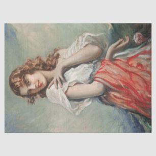 Vintage Elegant Lady With A Flower Decoupage Tissue Paper