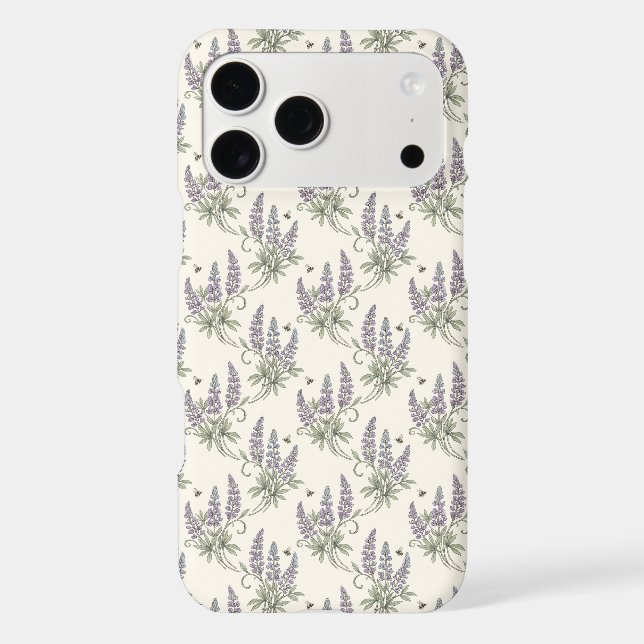 Vintage Elegant Lupine & Bees Botanical Pattern –  (Back)