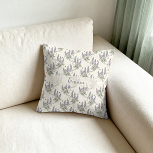 Vintage Elegant Lupine & Bees Botanical Pattern –  Throw Pillow