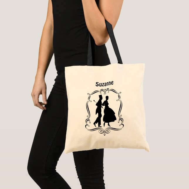 Vintage Elegant Man Woman Silhouette Personalized Tote Bag (Front (Product))