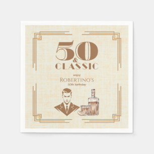 Vintage Elegant Men's Whiskey 50th Birthday Napkin