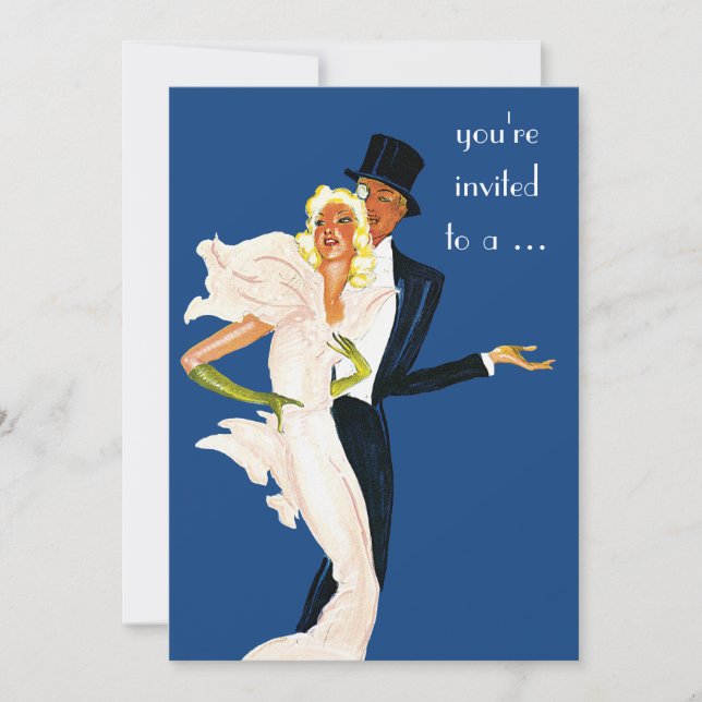 Vintage Elegant Monte Carlo Couple Dinner Party Invitation (Front)