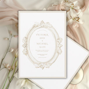 Vintage Elegant Neutral Wedding Invitation
