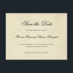 Vintage Elegant Non Photo Wedding Save the Date Announcement Postcard<br><div class="desc">Sophisticated save the date postcard featuring your wedding details over a beige vintage paper background. Your names are in an elegant calligraphy font and the remaining details are in a serif font. Add your return address and personal message to the back. This classy antique style is great for a formal...</div>