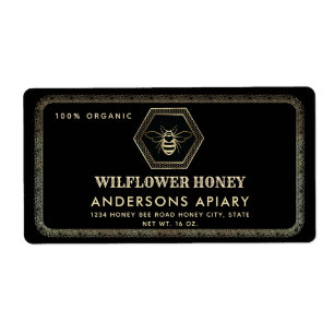 Vintage élégant or noir bee miel pot