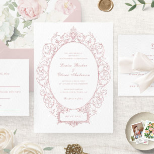 Vintage Elegant Ornament Floral Leaf Frame Wedding Invitation