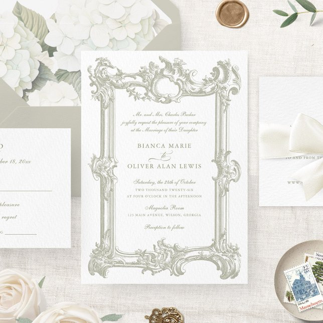 Vintage Elegant Ornamental Frame Wedding Invitation (Creator Uploaded)