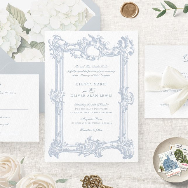 Vintage Elegant Ornamental Frame Wedding Invitation (Creator Uploaded)