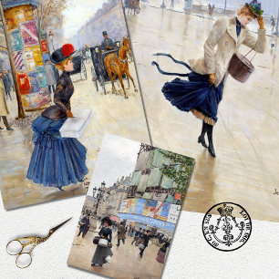 Vintage Elegant  Paris French Woman Decoupage Wrapping Paper Sheet