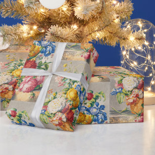 Vintage Elegant Pastel Floral Botanical Wall Art Wrapping Paper