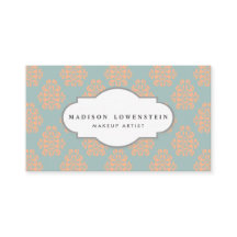 Vintage Elegant Peach Damask Pattern Teal Blue