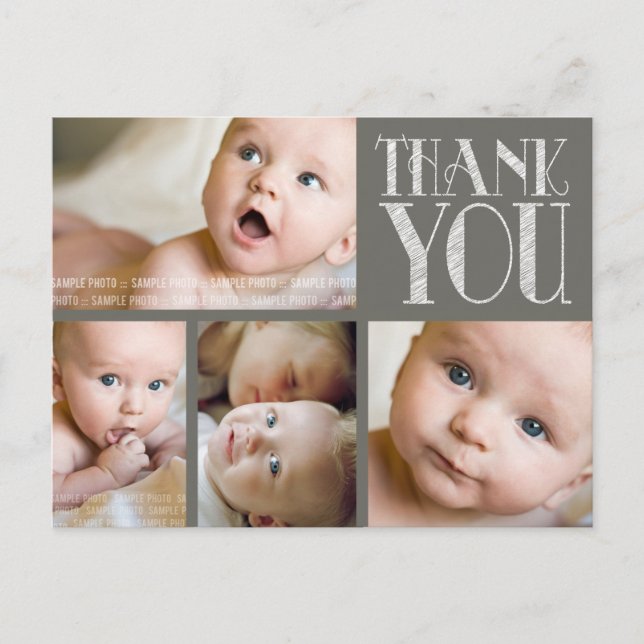 VINTAGE Elegant Photo Baby Thank You Post Card (Front)