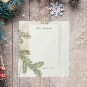 Vintage Elegant Pine Greenery Green Deco Christmas Notepad