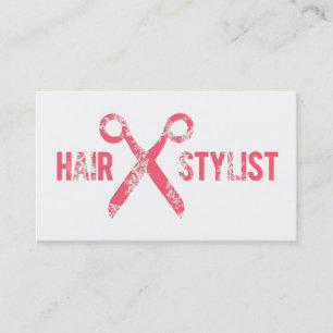 vintage elegant pink hair stylist scissors lace business card