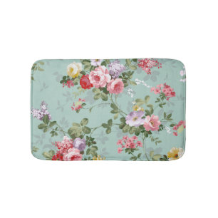 Vintage Elegant Pink Red Roses Pattern Bath Mat