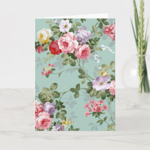 Vintage Elegant Pink Red Roses Pattern Card