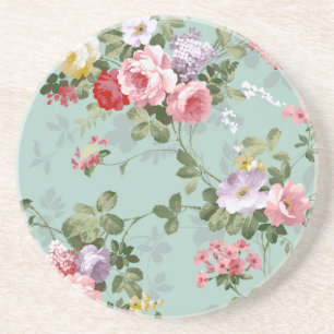 Vintage Elegant Pink Red Roses Pattern Coaster