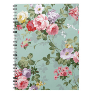 Vintage Elegant Pink Red Roses Pattern Notebook
