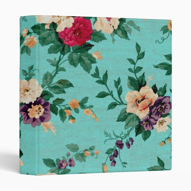 Vintage Elegant Pink Red Roses Wallpaper Binder (Front/Spine)