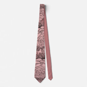 Vintage Elegant Pink Rose Pattern Tie