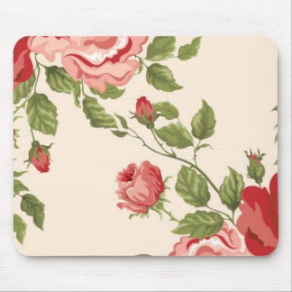 Vintage Elegant Pretty Pink Red Roses Pattern Mouse Pad