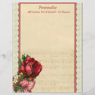 Vintage Elegant Romantic Musical Sheet Music Lace