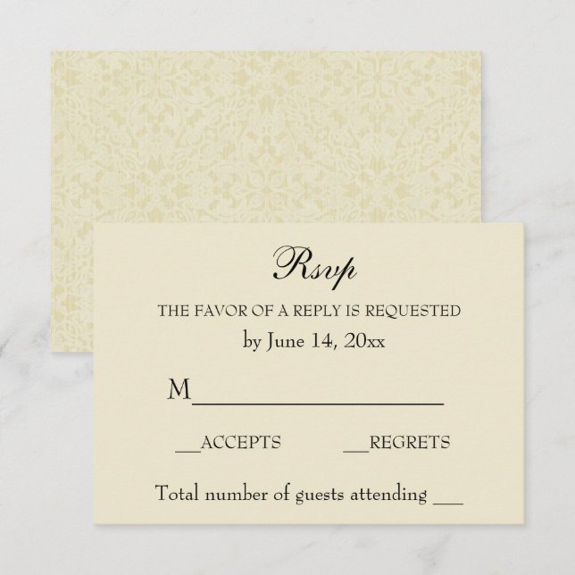 Vintage Elegant RSVP Ecru Lace (Front/Back)