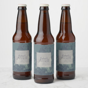 Vintage Elegant Rustic Teal Floral Bridal Shower Beer Bottle Label